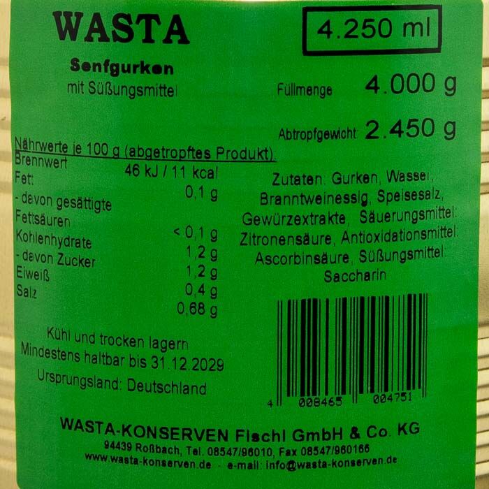 Senfgurken in Dose 5L von WASTA