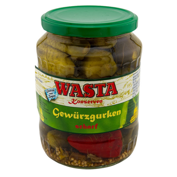 Gewürzgurken "scharf" im Glas 720ml von WASTA