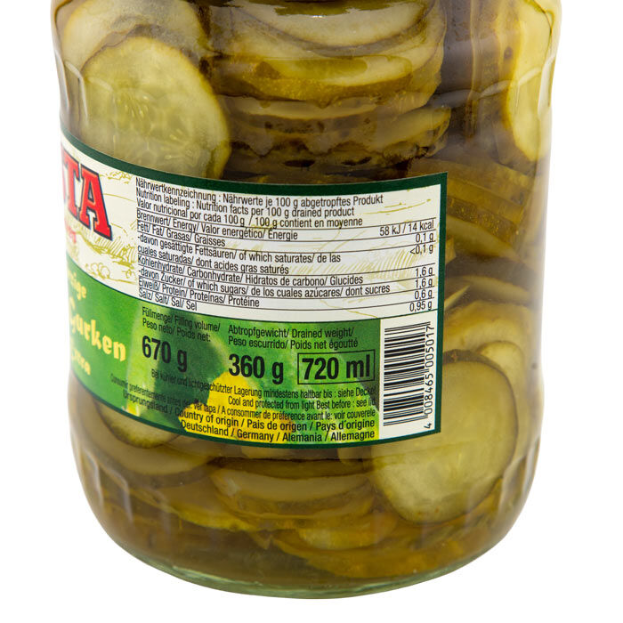 Brotzeit-Gurken Scheiben pikant-würzig im Glas 720ml von WASTA