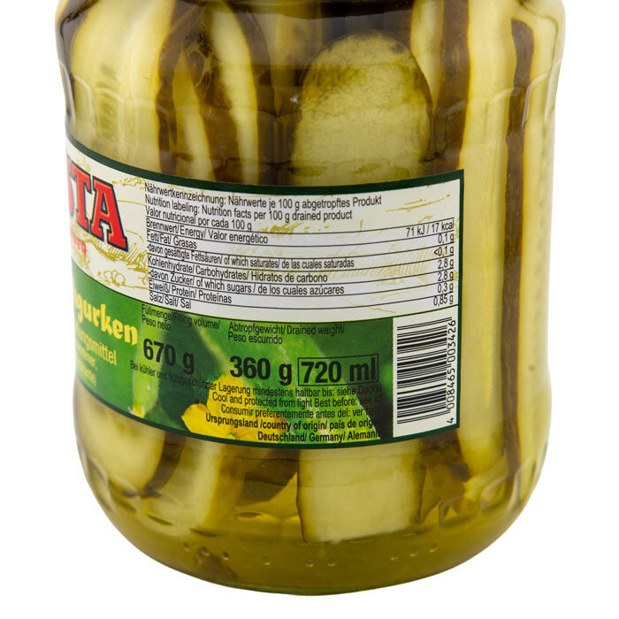 Sandwichgurken im Glas 720ml von WASTA