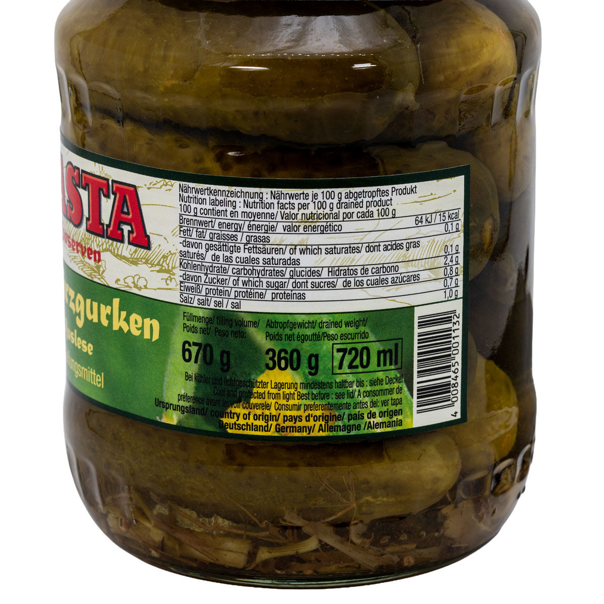 Gewürzgurken Auslese im Glas 720ml von WASTA